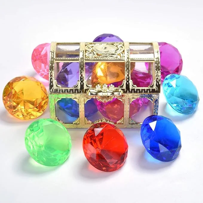 with 6 Box Toy Swimming Underwater Pool Diving (golden) Summer Treasure Treasures Big Gift Dive Toys Use Pirate for Colorful Gem Set Throw Diamonds Sets