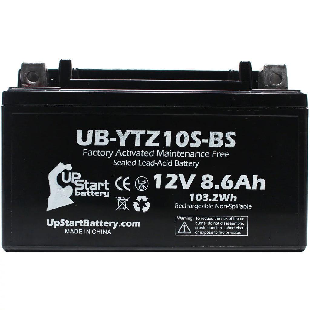 Motorcycle R6S) YZF-R6 600CC Battery UB-YTZ10S-BS Yamaha Free, 2011 Replacement 12V, (excl. - Maintenance Factory Battery UpStart 8.6Ah, Activated,