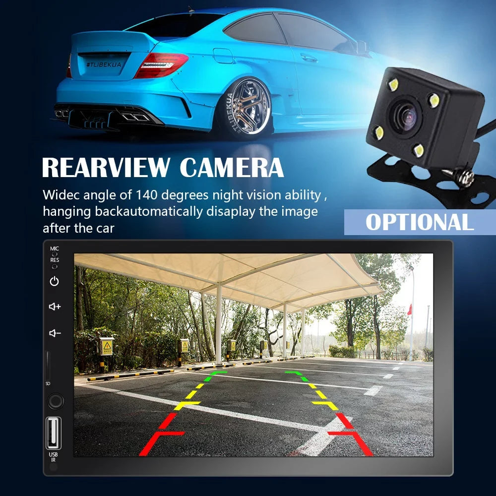 for with View Play Camera/Android Screen Player Car Din Stereo MP5 Auto/Autoradio/IOS/Bluetooth/USB/TF 7" Touch Multimedia 2 Car Rear