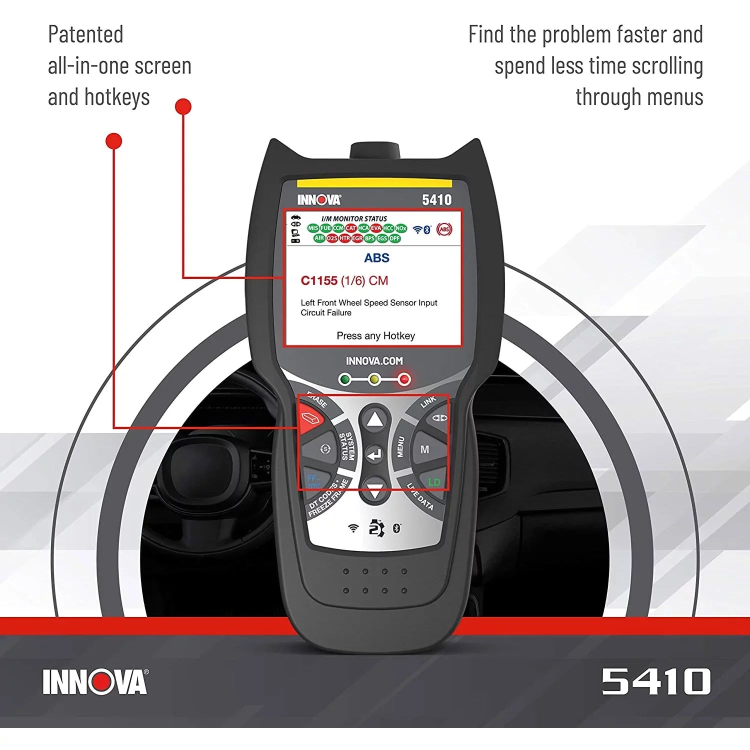 Bluetooth 5410 Code Tool CarScan Automotive Diagnostics Reader INNOVA Scanner