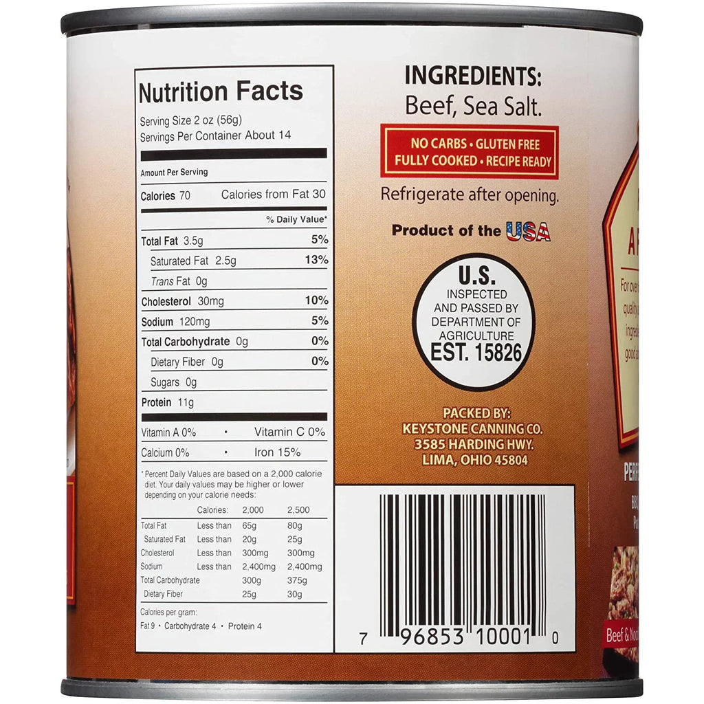 Long Cans Keystone Food Life Meats 28 Natural Canned Shelf Ounce ✅ Camping Beef All Emergency ✅ (6 Pack)