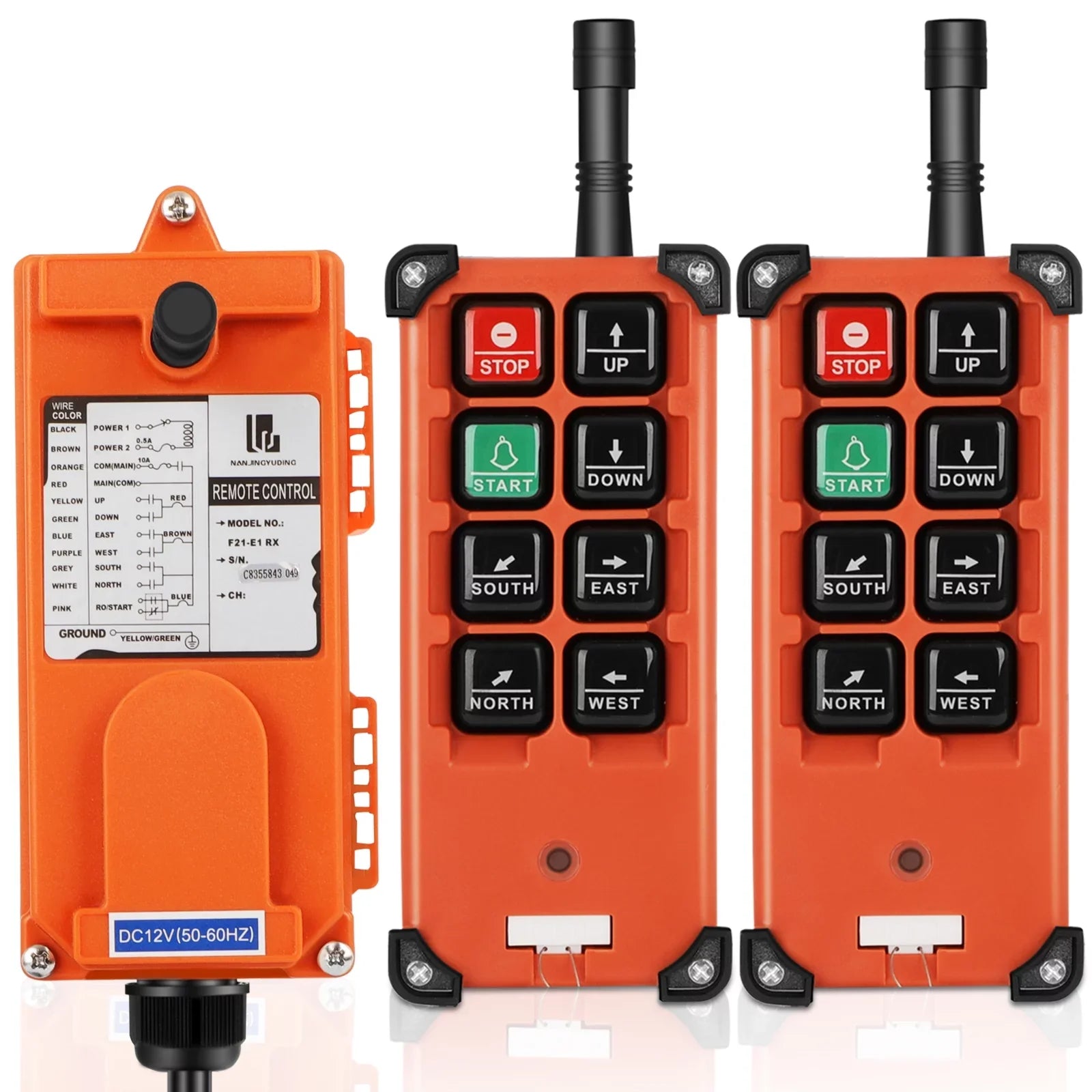 12V Overhead 1 Remote Hoist 8 Transmitter Electric Crane Control Buttons Radio Winch Bridge Switch 2 Crane Receiver Tower DC Industrial Crane Wireless + Lift