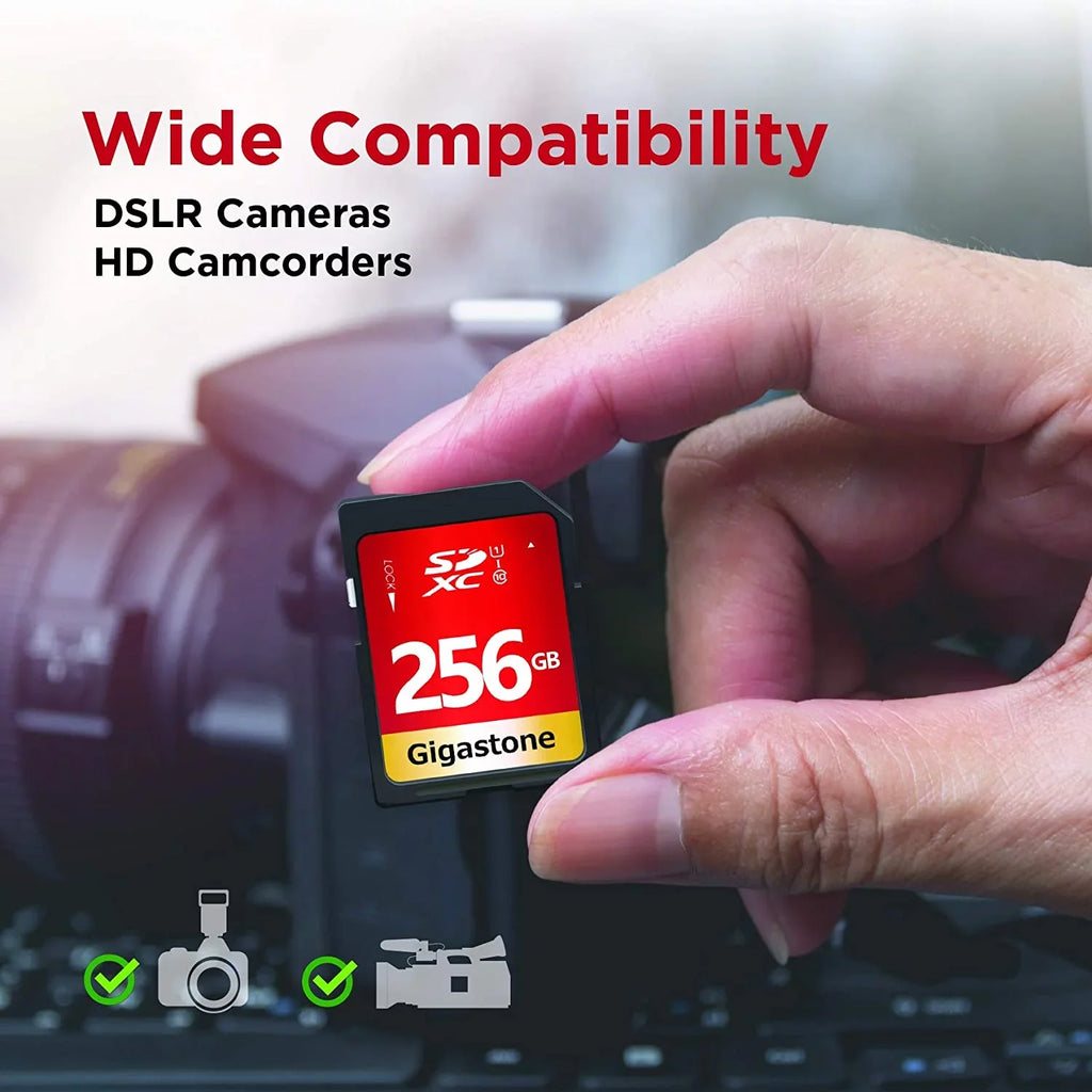 Gigastone Nikon HD SD Class Speed Digital Full High Memory Kodak SDXC Camera Olympus 10 U1 Card Card UHS-I Canon Video 256GB Panasonic Pentax