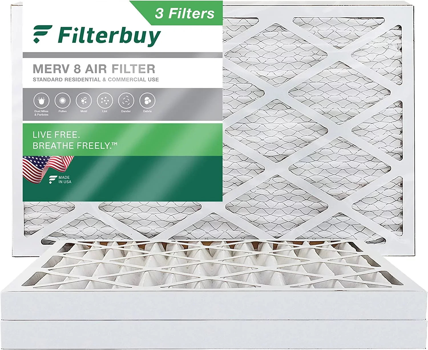 (3-Pack) Air MERV Pleated 20x32x2 8 HVAC Filterbuy AC Filters Furnace