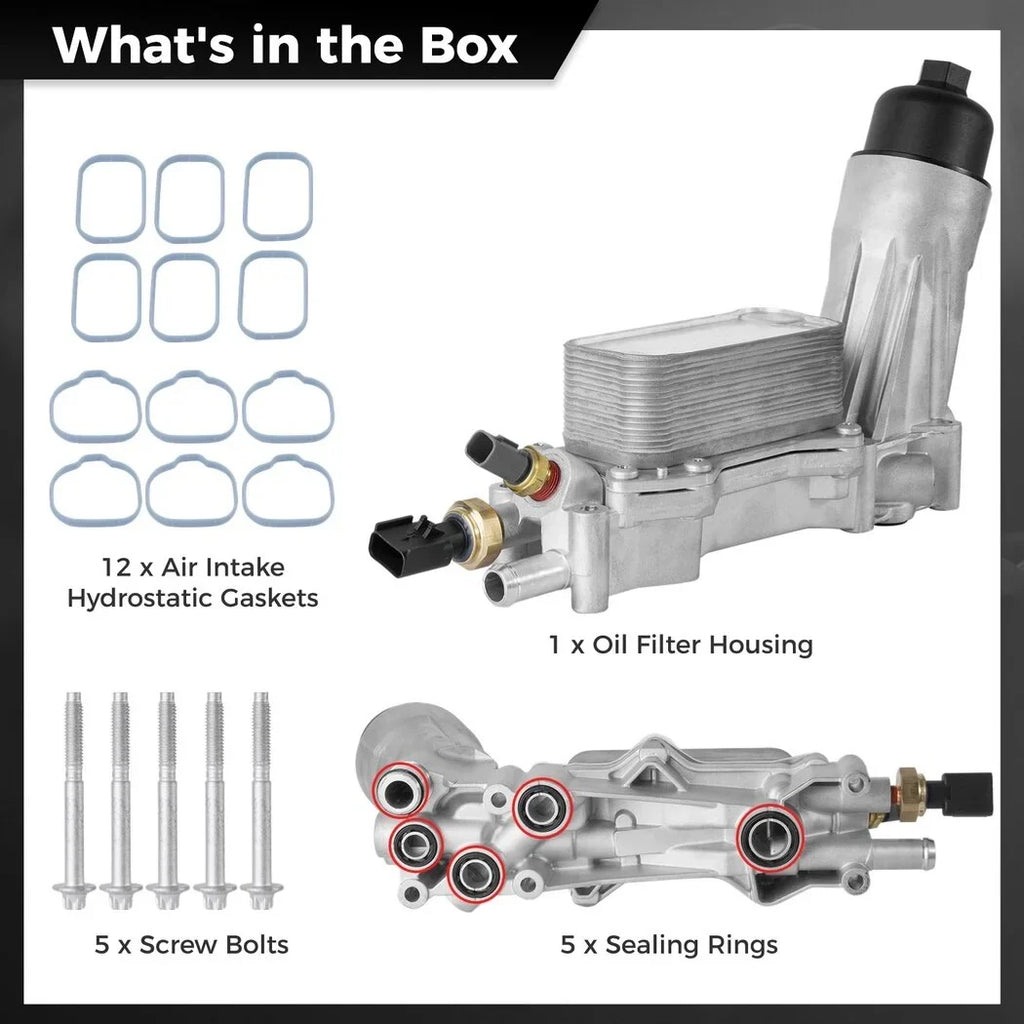 Filter Vehicle with Upgraded Gaskets, Aluminum Oil Cooler 68105583AF Assembly 926-959 Dodge 11- Chrysler, Oil Engine Kit 16 Compatible 68105583AE Jeep Housing with Sensors and