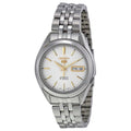 Men's Dial Seiko - - Bracelet White/Silver Watch Automatic Gold-Tone Steel 5 with