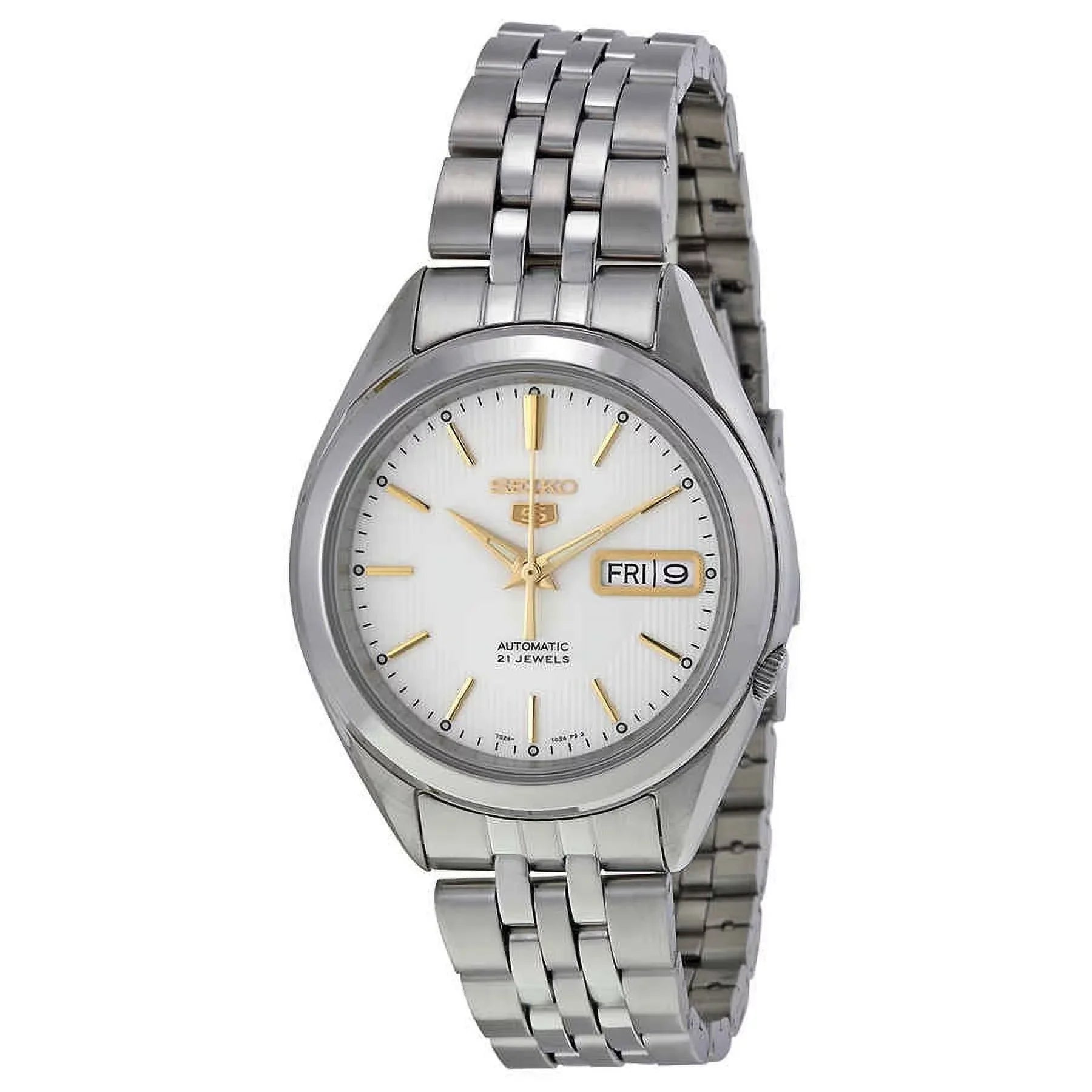 Men's Dial Seiko - - Bracelet White/Silver Watch Automatic Gold-Tone Steel 5 with