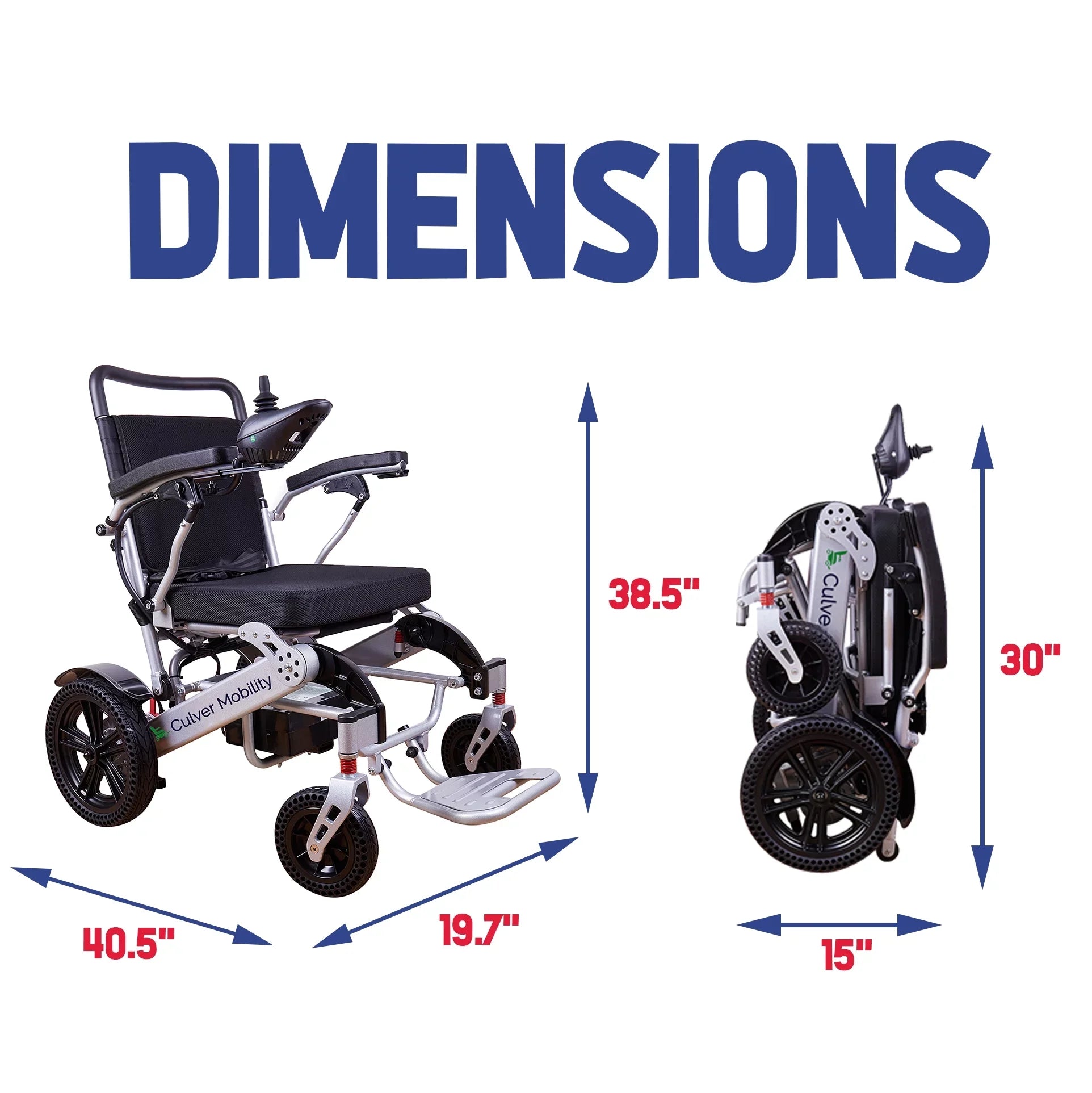 '- - Wheelchairs Mobility - Foldable - 20 SILVER Electric Lightweight Power 360lbs miles and Exclusive 500W Alton