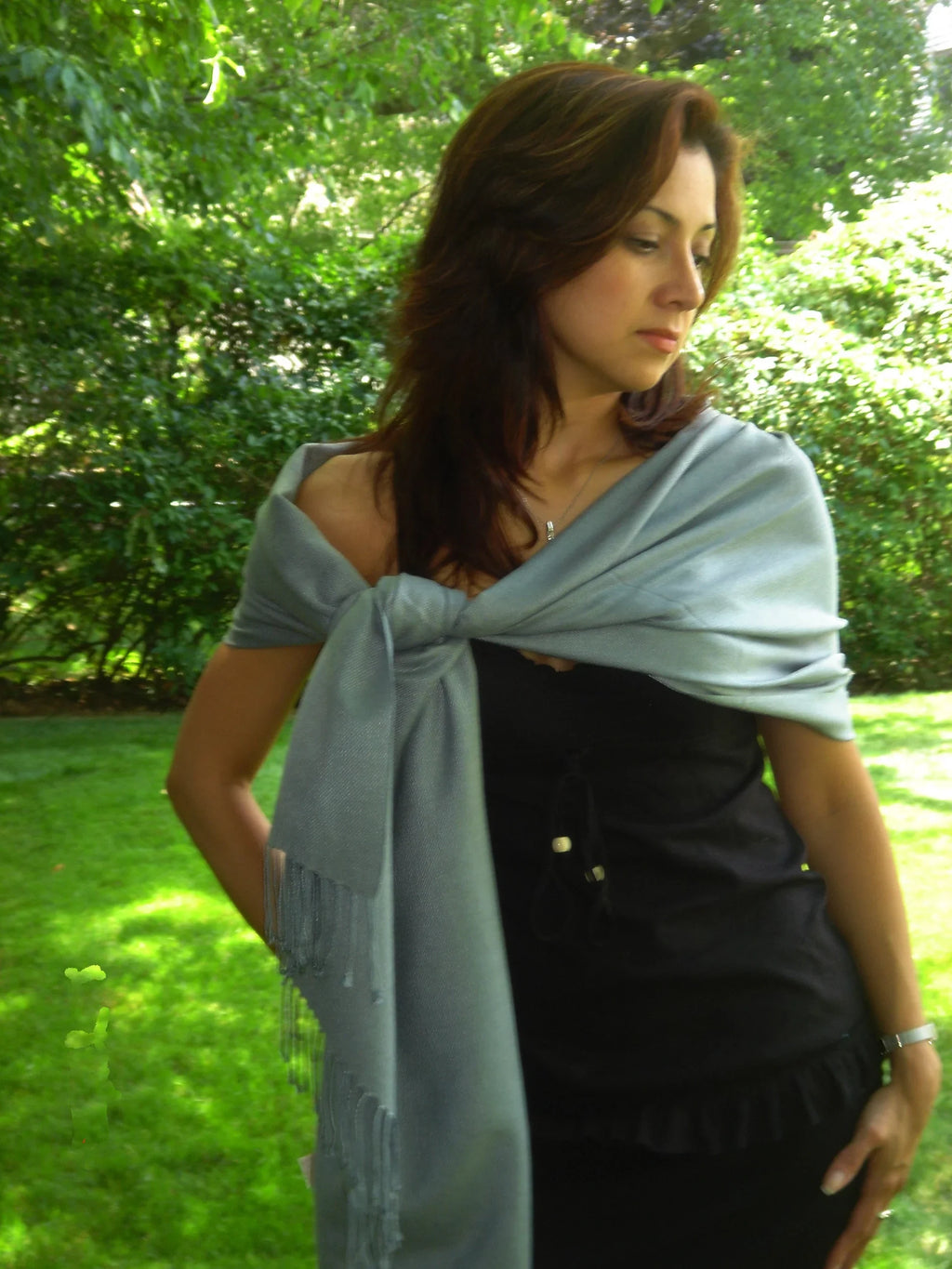 Shawl/Shawls/Scarf/Scarves/Wrap/Stole/Muffler/Cape/Ruana/Blanket/Throw/Pashmina Shawl/Cashmere Scarf/Wool/Silk (Slate Grey Shawl) Regular