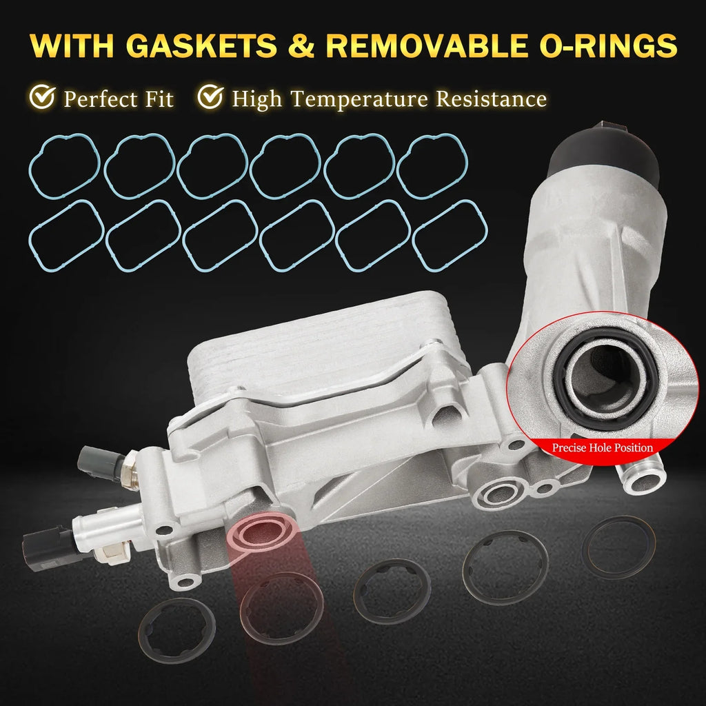 Cooler Housing and Engine Oil Sensors Aluminum 926-959 Gaskets Filter Oil Ram 3.6L 2011-2016 Dodge for Jeep Chrysler with