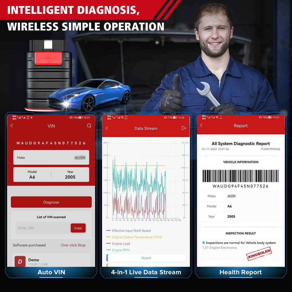 1 Year Bidirectional Android, All Ediag All 15+ Reset & Bluetooth Diagnostic Free iPhone OBD2 Coding, Functions, ECU for Tool Systems KINGBOLEN Scanner with Software