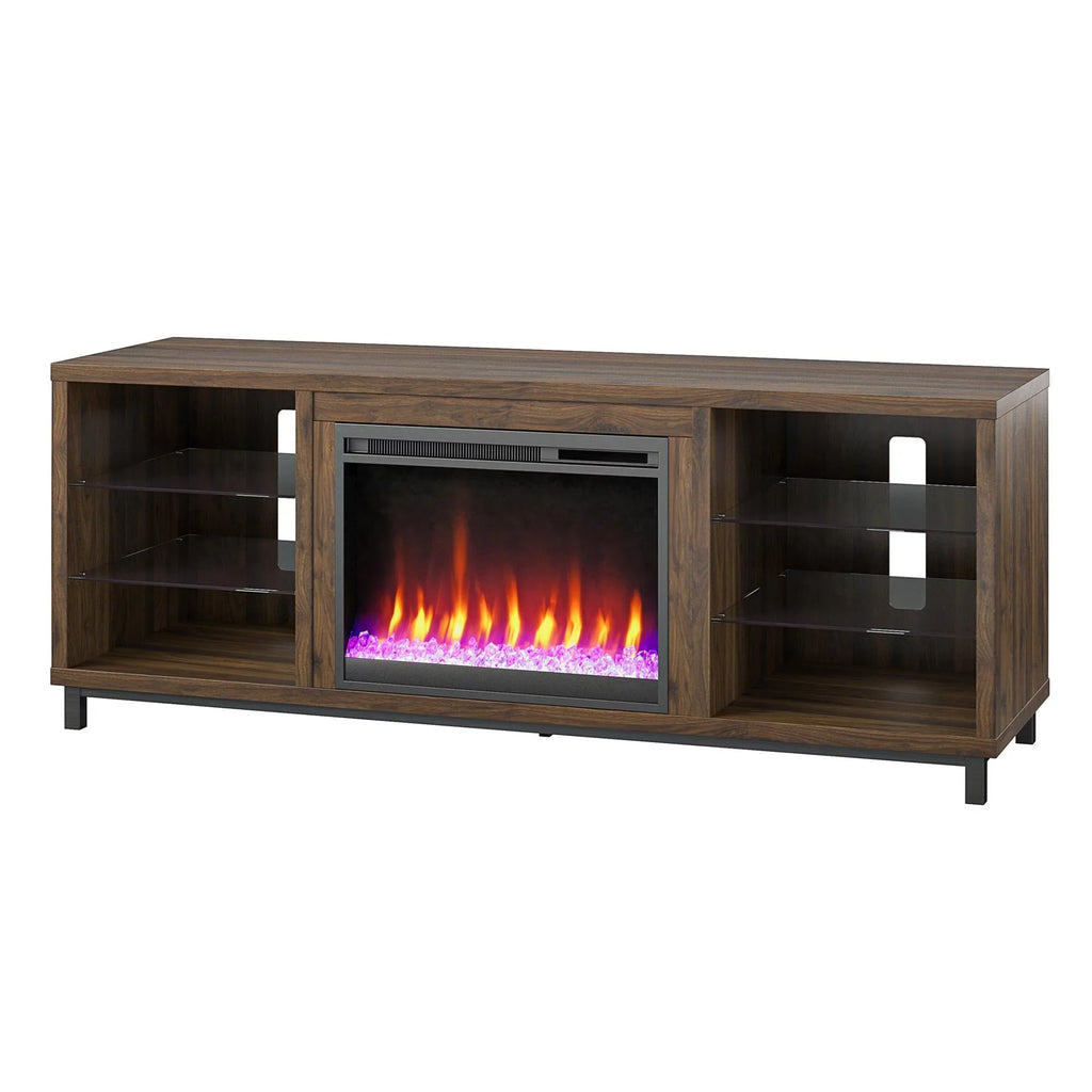 in up Deluxe Fireplace Stand TVs Ameriwood Black Home Lumina 70" to TV for