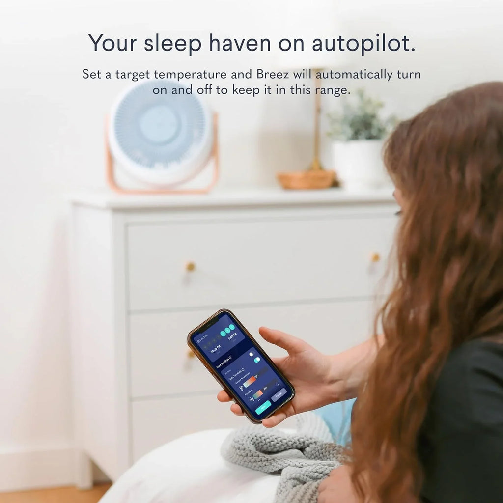 Noise - Noise - Fan Adjustable Smart Smooth, Remote Machine Control, & Scheduling, Features Powerful 2-in-1 Breez Air - via & WAGEE White App Table Smart White Bedroom