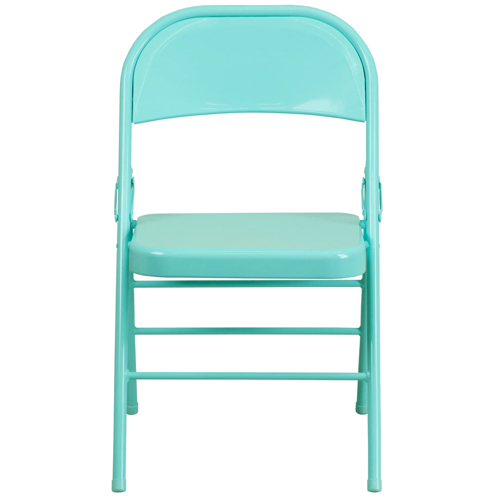 & Folding Chair Hinged HERCULES Series Teal Flash Furniture COLORBURST Metal Braced Tantalizing Triple Double