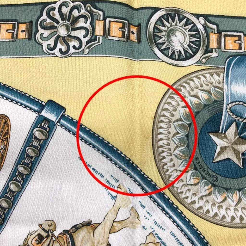 Yellow 100% Silk HERMES Hermes Taima Scarf Pre-Owned Kare90 (Fair)