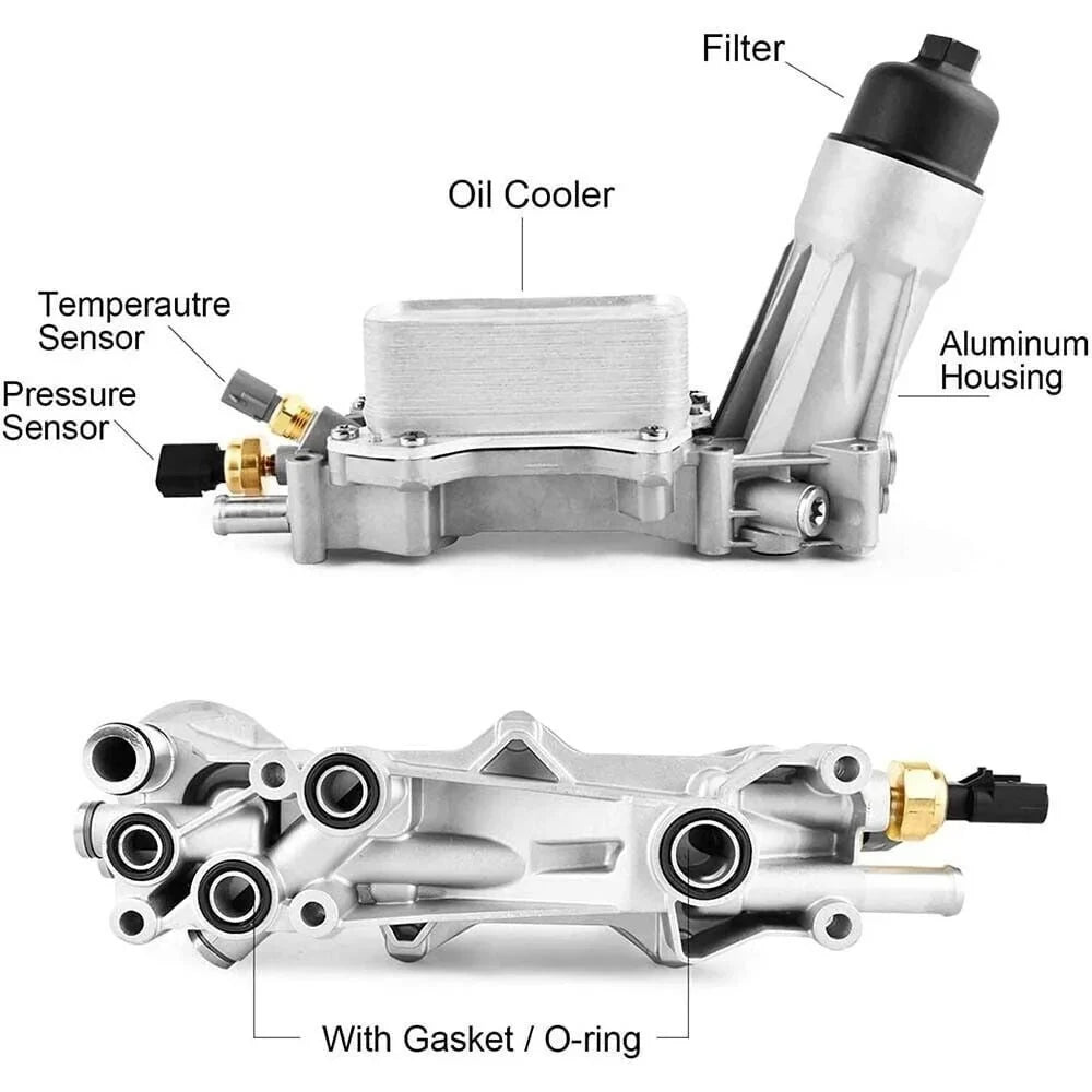 Cooler Housing and Engine Oil Sensors Aluminum 926-959 Gaskets Filter Oil Ram 3.6L 2011-2016 Dodge for Jeep Chrysler with