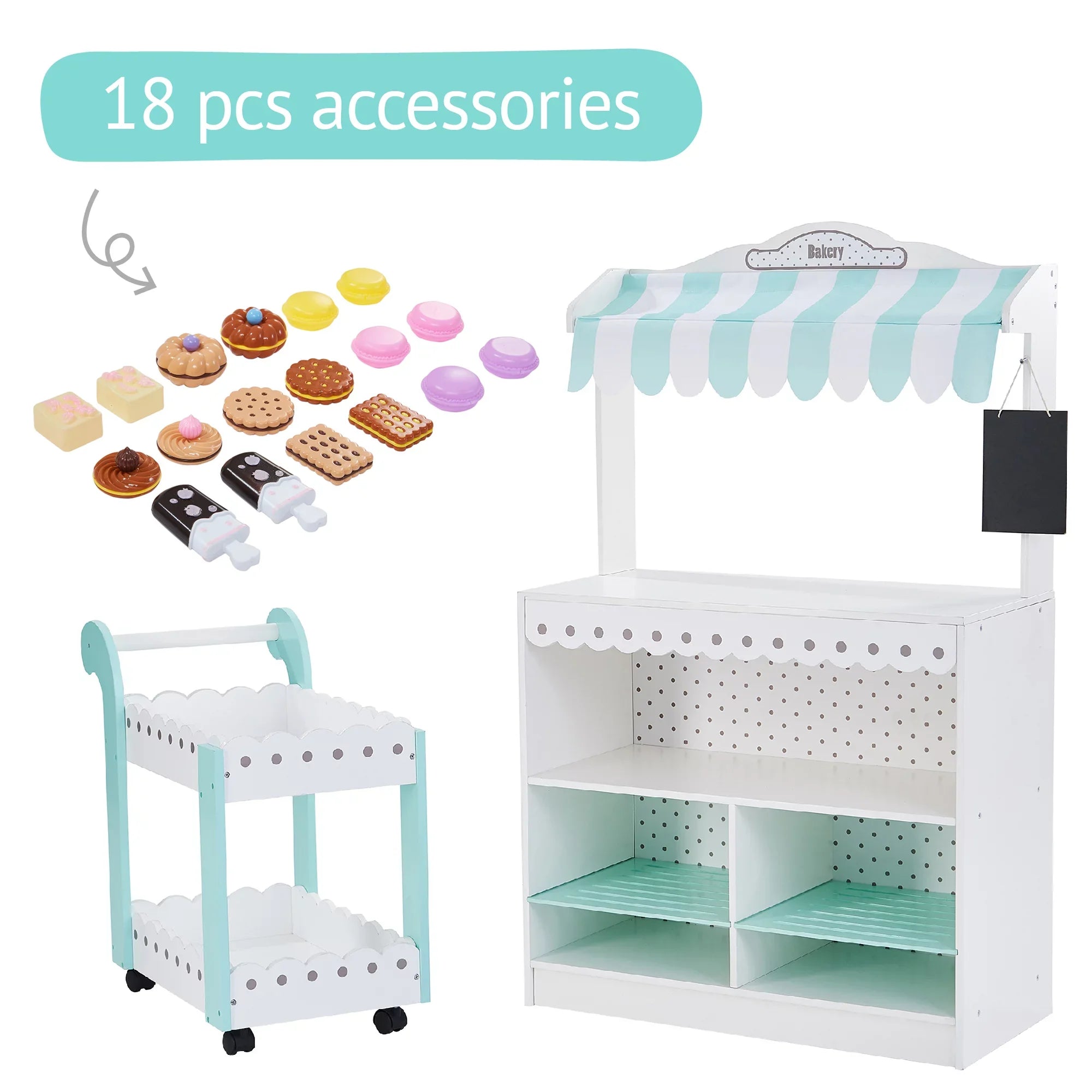 Play Teamson Set My Bakery Wooden and Kids Cart Shop Dream Pastry