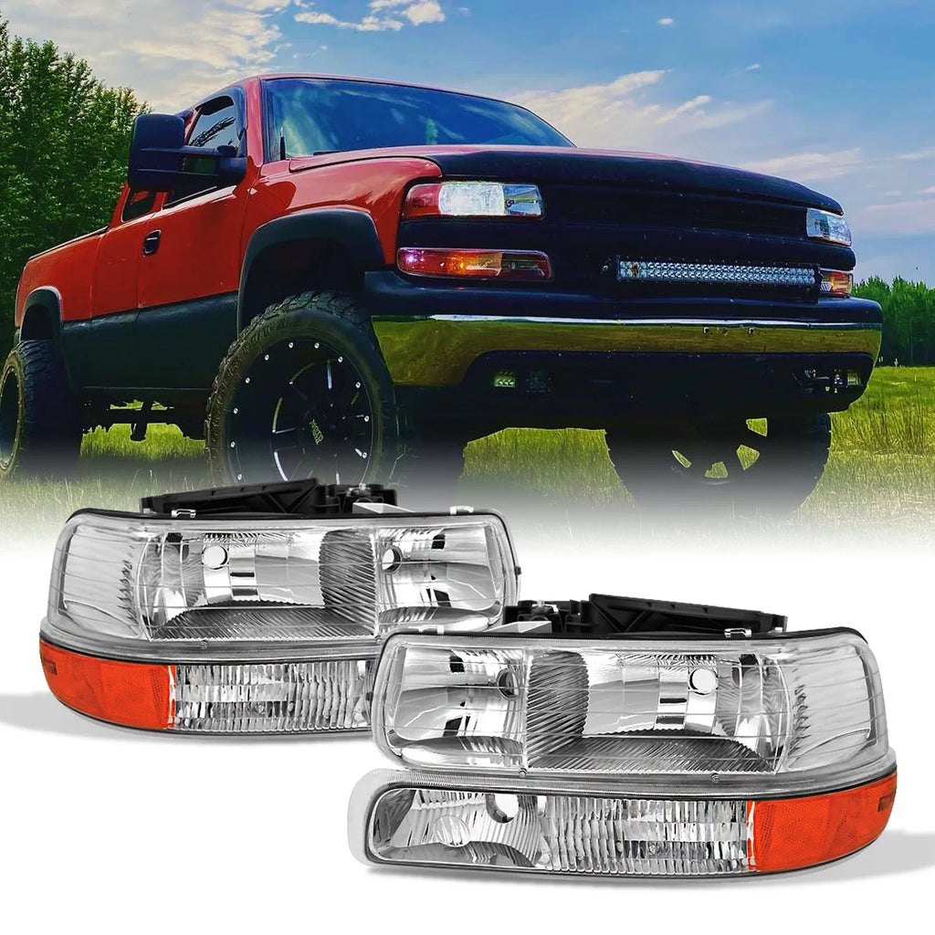 00-06 99-02 - Headlights | Suburban Silverado With Corner Bumper Set AKKON Lights Tahoe For Chevy | Replacement Clear Pair