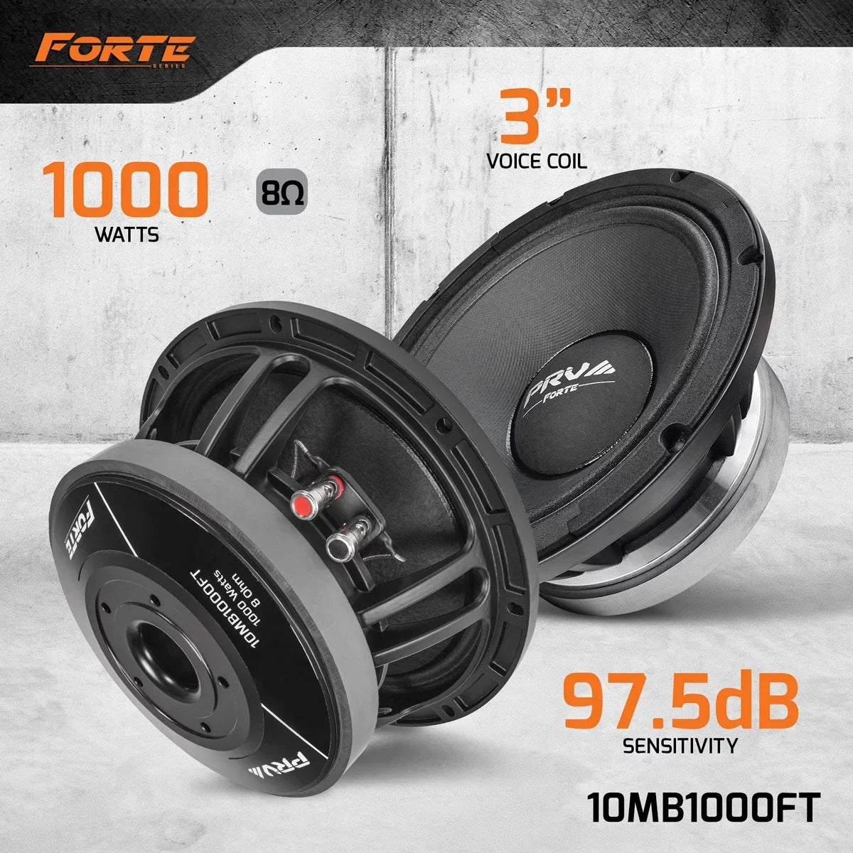 Sound dB Loudspeaker, 1000 AUDIO 8 10 Midbass Ohm Power, PRV 500 Custom Bass Inch RMS, Mid Pro Systems, Program Speakers Speaker Watts (Single) for 10MB1000FT 97.5 Watts