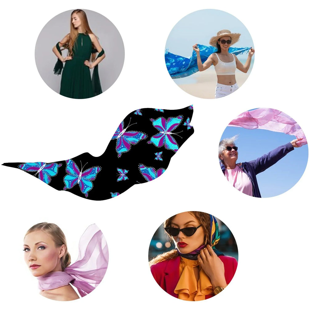 Packed Wraps Silk Hair Different Shawls Oblong Gift Butterflys Neck Sunscreen Large Scarf FREEAMG for Wraps Long Women Headscarf