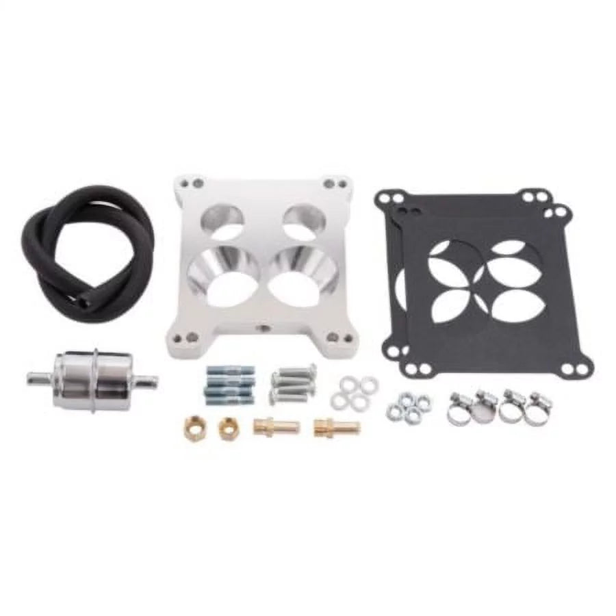 Edelbrock ML320 W/ Carb To #2697 Adapter Square-Bore 2000 Spread-Bore Or Thermo-Quad -Benz Stock QuadraJet