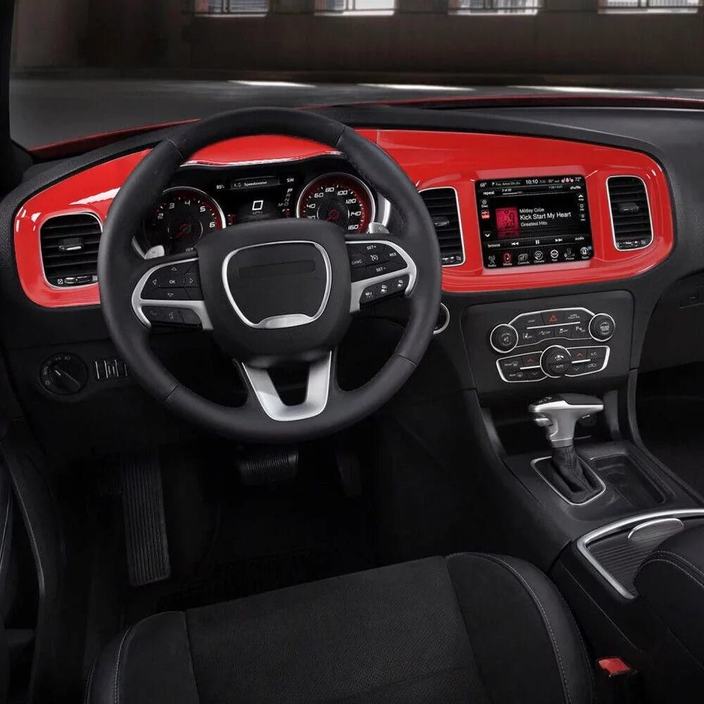 CheroCar 2015-2022,Red for Interior Trim Dash Console Covers Center Charger Dodge Board