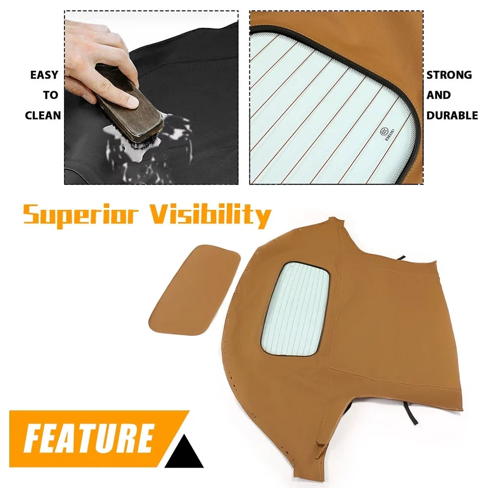 Mazda Glass Soft with Kojem Top Heated Convertible Tan 1990-2005 Vinyl for Miata Window Sailcloth