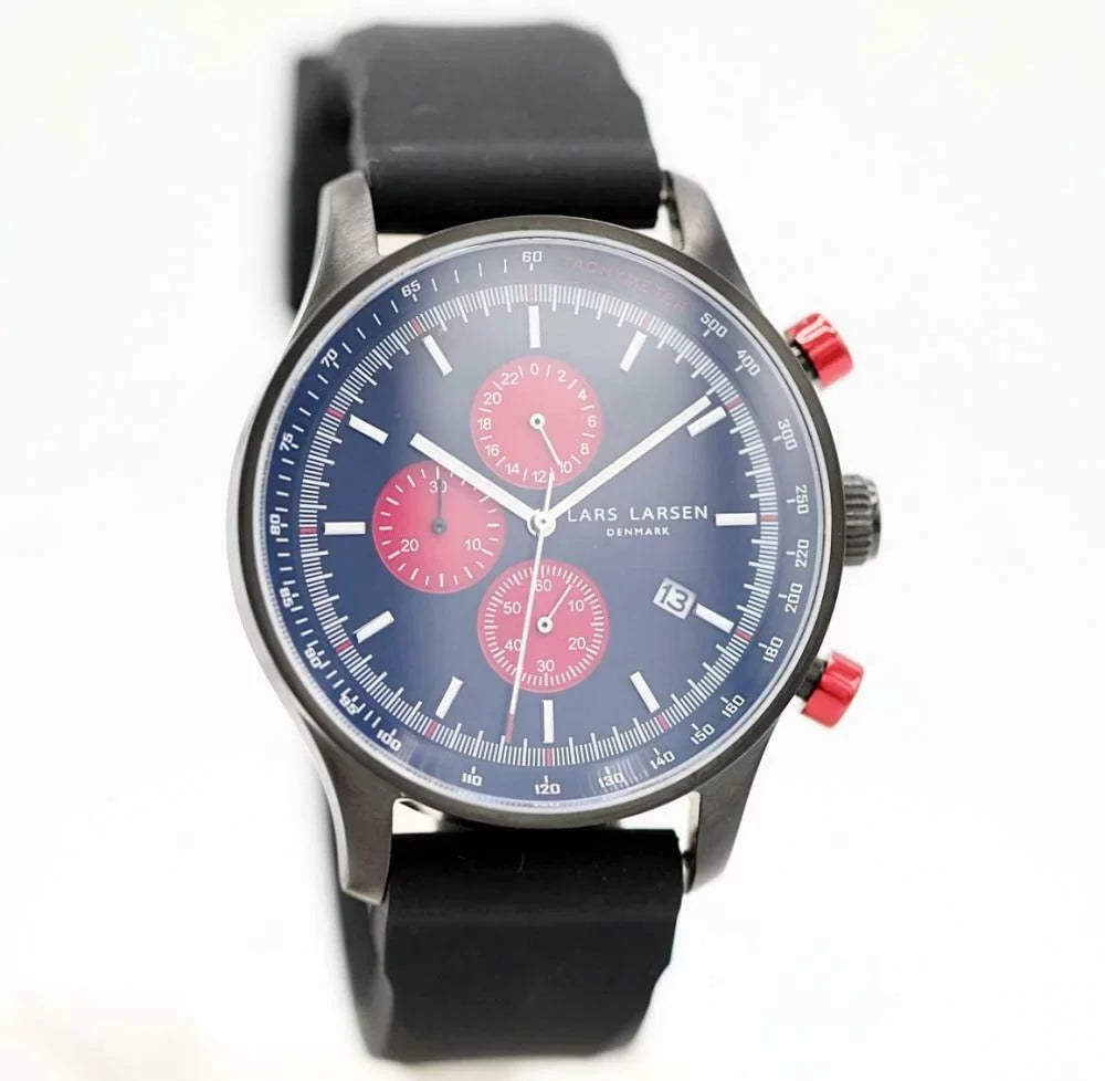 PVD Storm Black Black Men's Silicone Lars Steel Watch Larsen Quartz 133CBRS 44mm