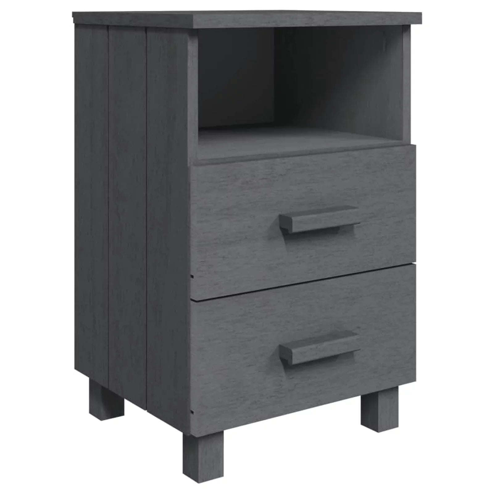 Irfora Dark 15.7"x13.8"x24.4" Wood Bedside pcs Solid Cabinets 2 Gray HAMAR