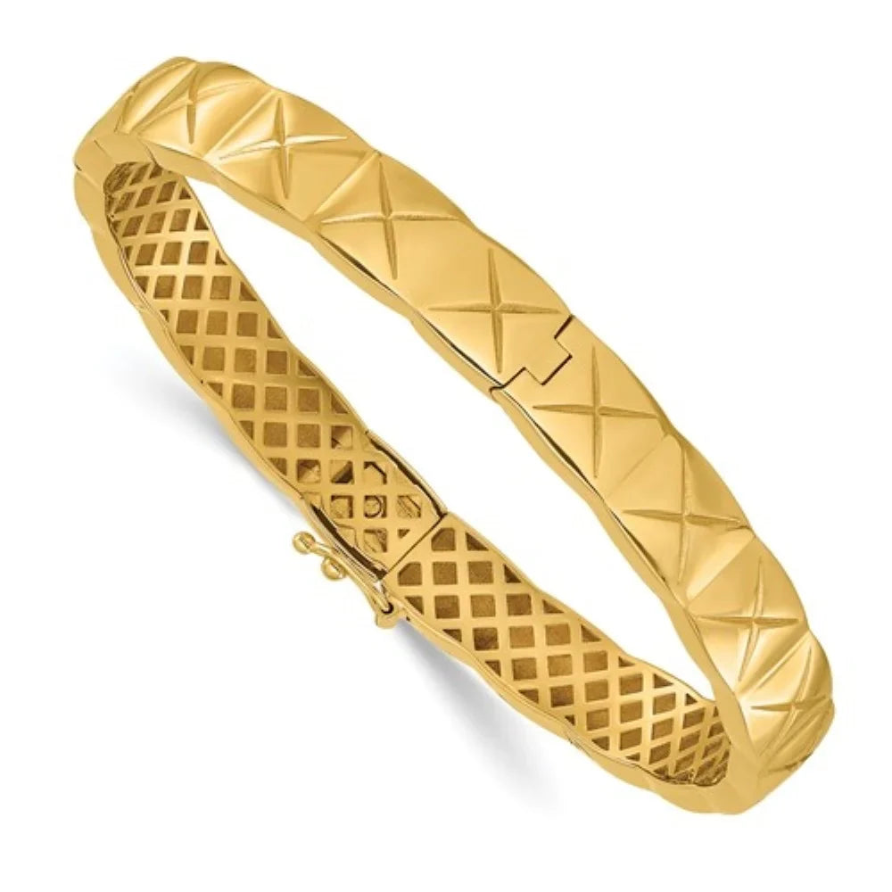 Bangle X Men 14k Gold 8mm Polished Pattern Yellow for Hinged Auriga