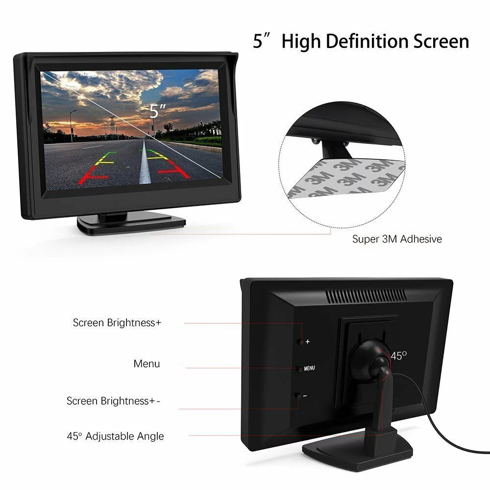 Night HD Parking View Monitor System + Vision Car Wireless Rear Backup 5" Camera