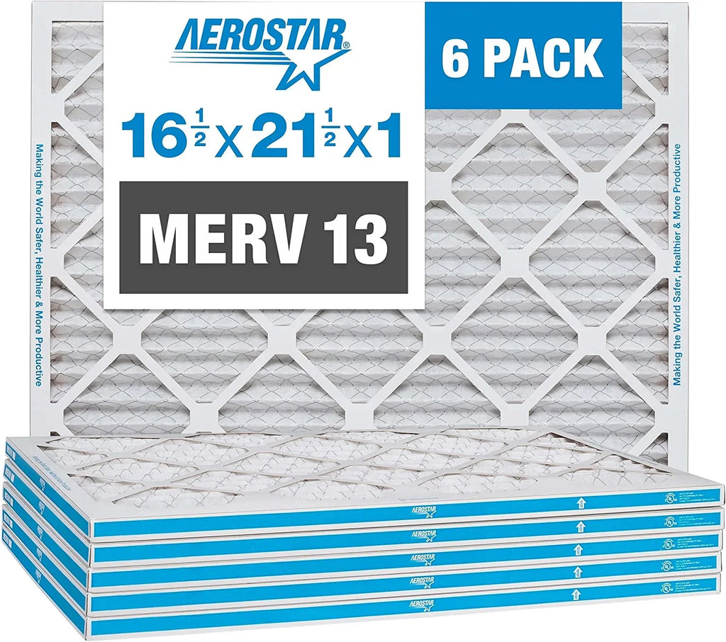 6-Pack Air Furnace x 3/4") AC Filter, 16 16 21 dimension: Air Pleated 13 Filter, MERV 1/2" 1/2" Aerostar 1/2x21 (Actual x 1/2x1