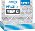 6-Pack Air Furnace x 3/4") AC Filter, 16 16 21 dimension: Air Pleated 13 Filter, MERV 1/2" 1/2" Aerostar 1/2x21 (Actual x 1/2x1