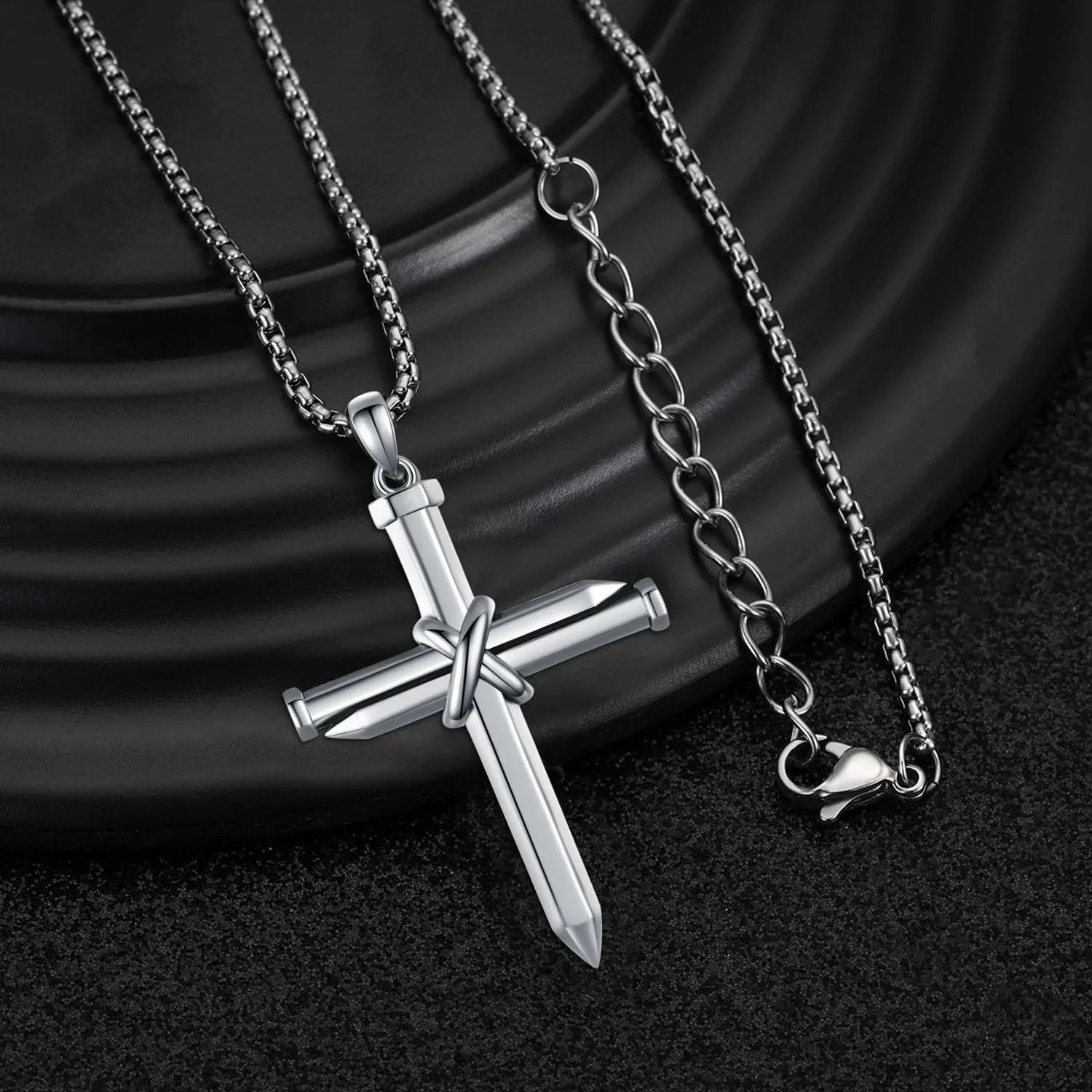 Christian Gifts Cross Charm Men Jewelry 925 Necklace Graduation Midir&Etain Solid Silver Cross Necklace for Cross Sterling Boys Religious Nail Pendant