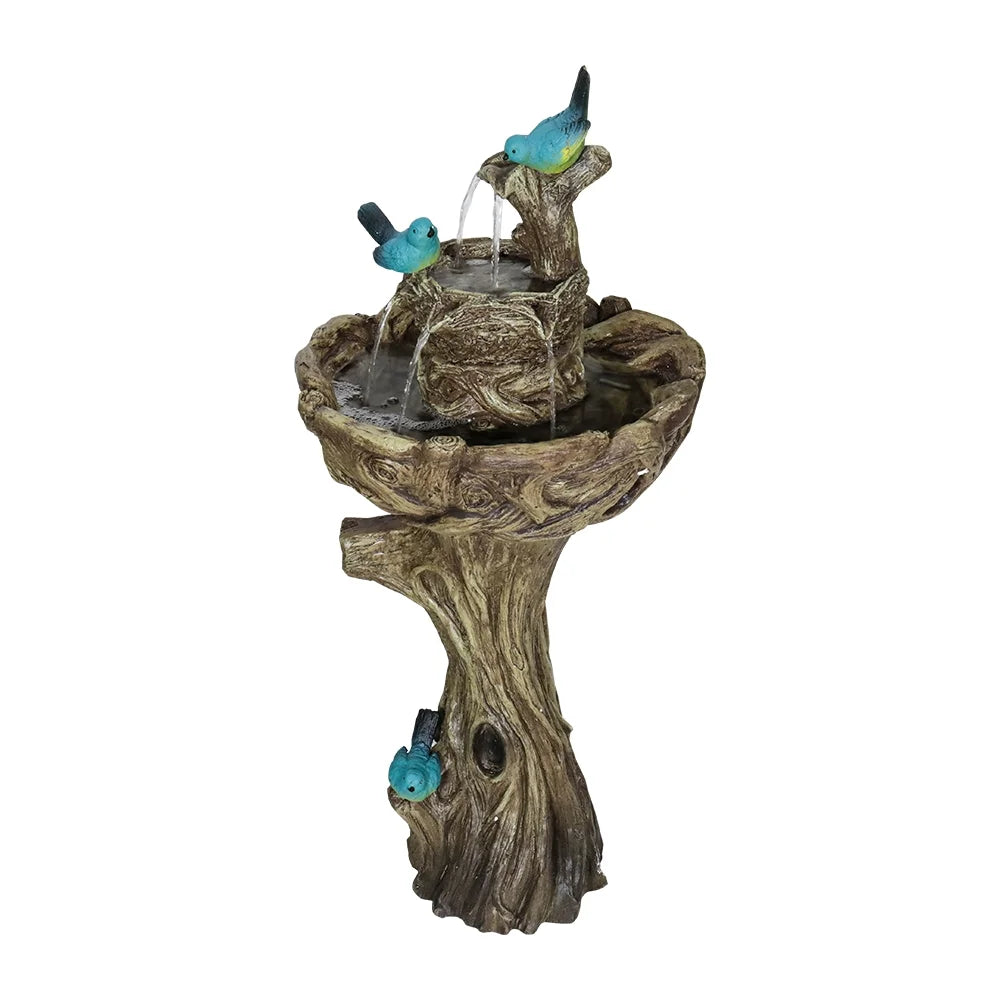 liquid with Stump Bird Waterfall Porch Decor Fountain 3-Tier Garden Bath Freestanding Patio Yard exterior Pump for Patio Fountain exterior liquid Patio Fountain Like Birds Fountain
