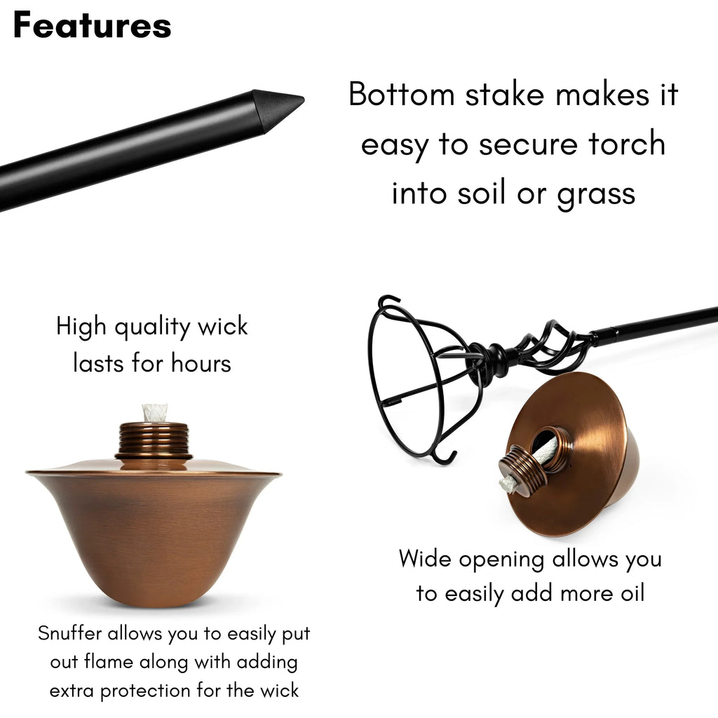 Wide Copper Stand Conical - Home 2-Pack - Torches exterior Tabletop BirdRock