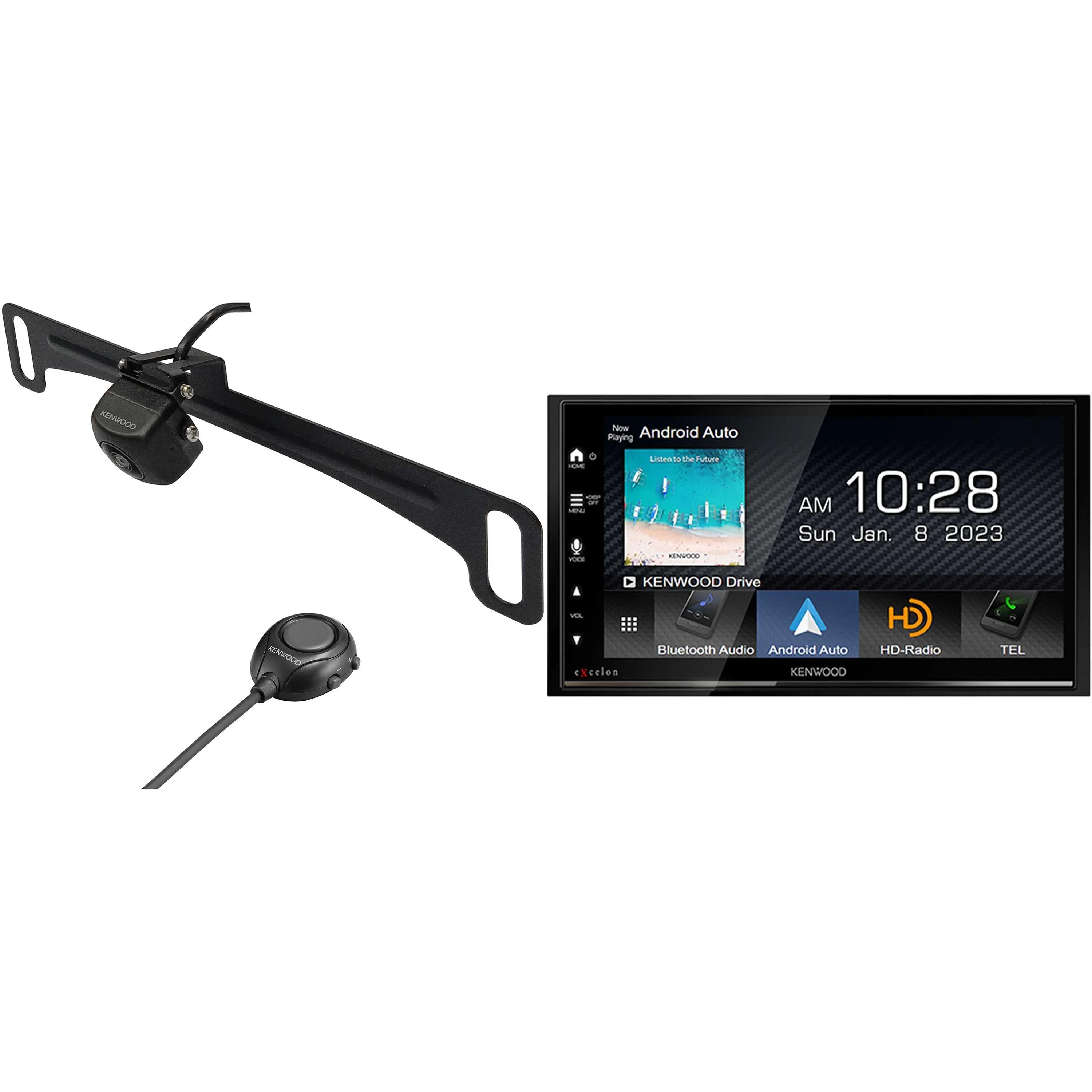 Rear DMX809S Kenwood License Receiver with Digital Multi-Angle Camera View Multimedia with CMOS-320LP Plate Mounting