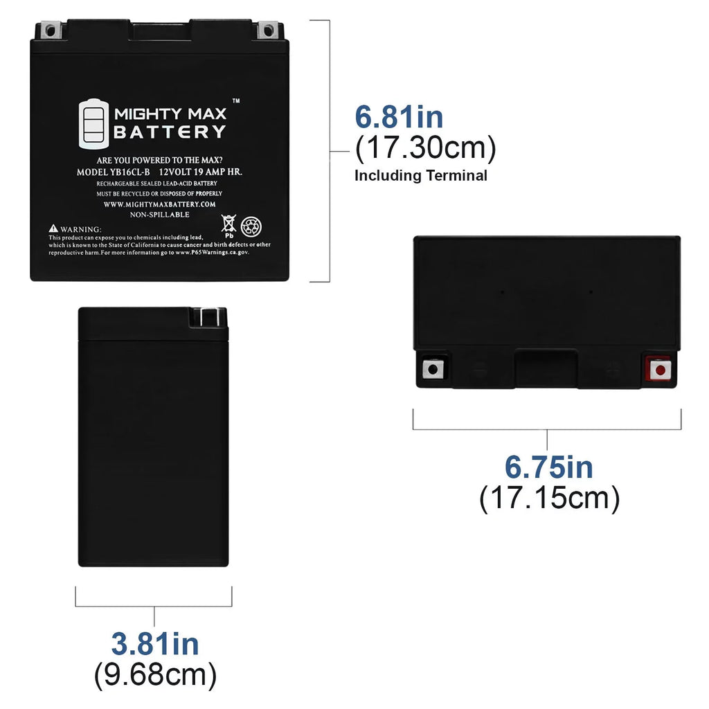 Yamaha Battery (2009 FX, 1800cc - 19AH FRZ 12V YB16CL-B for 2012)