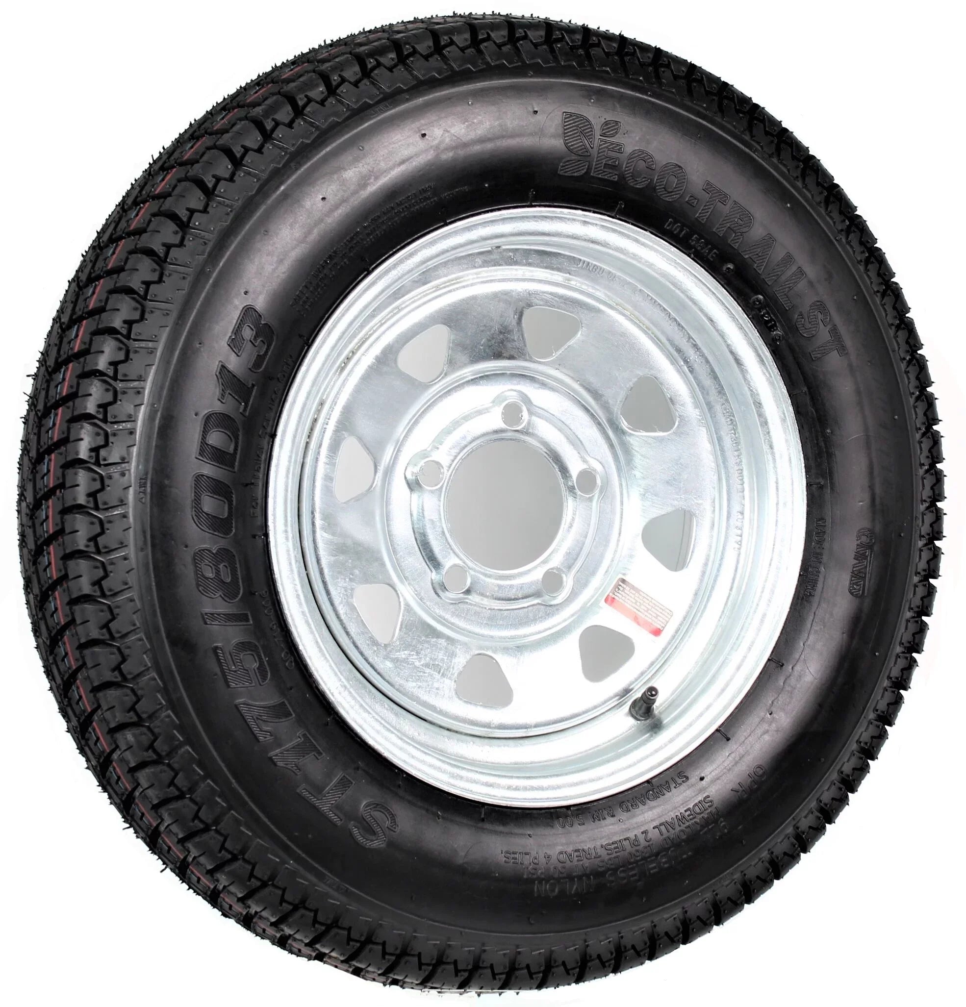 Wheel ST175/80D13 Tire Trailer in. Rim On 13 Galvanized Spoke 175/80 5 Bolt LRB
