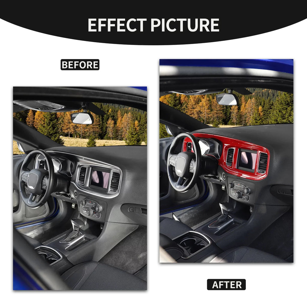 CheroCar 2015-2022,Red for Interior Trim Dash Console Covers Center Charger Dodge Board