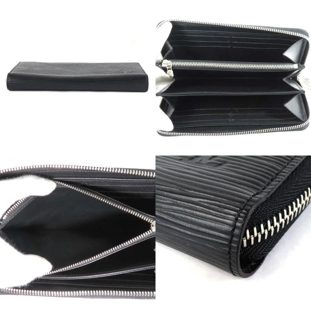 Black Long (Good) Silver Pre-Owned Epi Leather Unisex Zipper Round Wallet Zippy