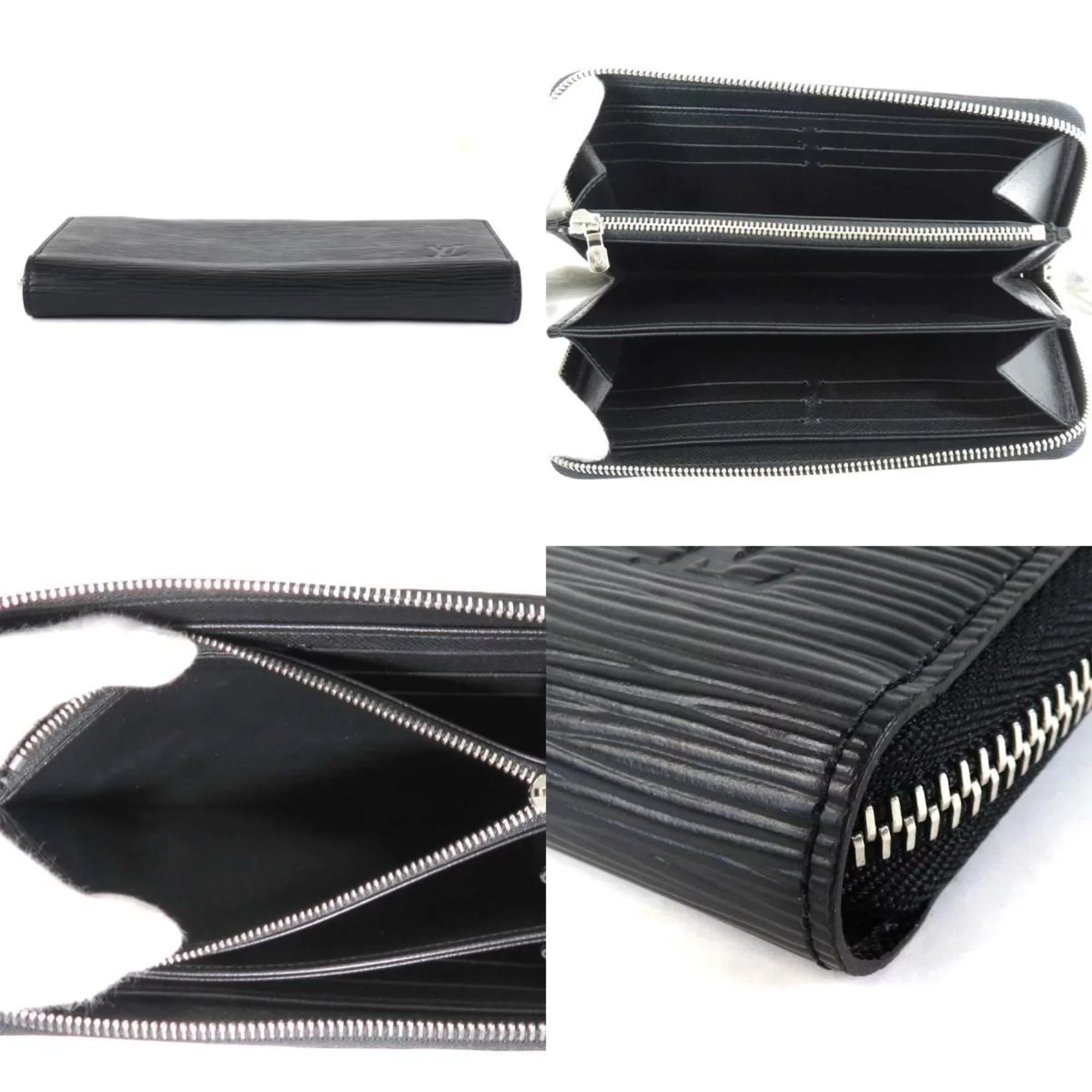 Black Long (Good) Silver Pre-Owned Epi Leather Unisex Zipper Round Wallet Zippy