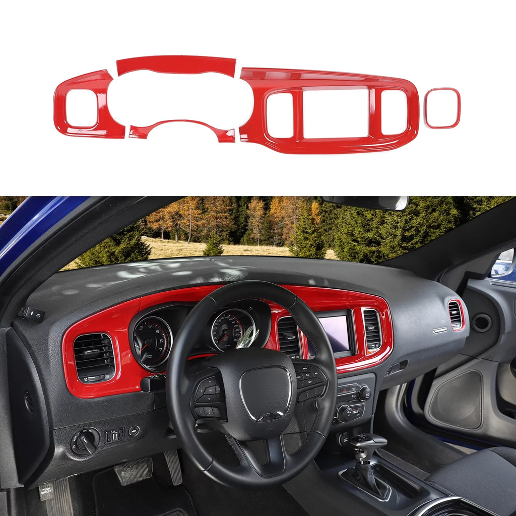 CheroCar 2015-2022,Red for Interior Trim Dash Console Covers Center Charger Dodge Board
