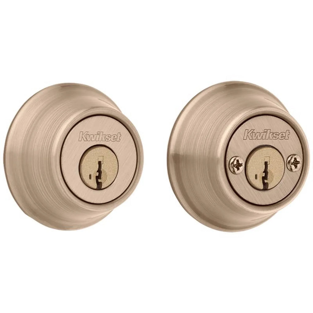 5 Deadbolt, Kwikset Double-Cylinder 1 K6 Quantity - Brass Security Antique 665 SMT CP RCS RCAL