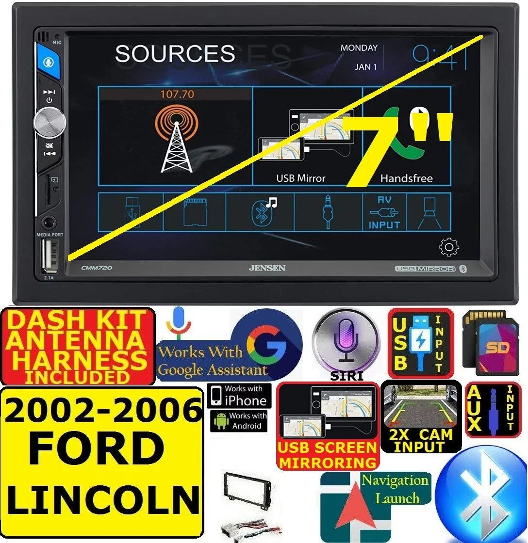 LINCOLN SPECIFIC FITS AVIATOR KIT, DASH AM/FM INCLUDES HARDWARE 02-06 INSTALLATION VEHICLE WIRE INCLUDING PKG. EXPEDITION STEREO EXPLORER HARNESS, TOUCHSCREEN USB/BLUETOOTH AND RADIO CAR