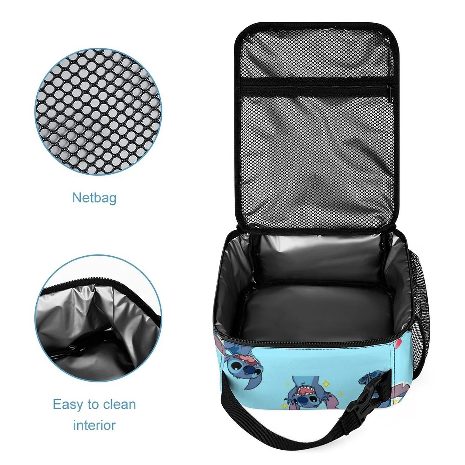 Stitch Pattern Adult Insulated Lunch Cooler Boys Handbag Kids Girls Office Bag Portable Tote Bag Lilo Bento For Thermal School