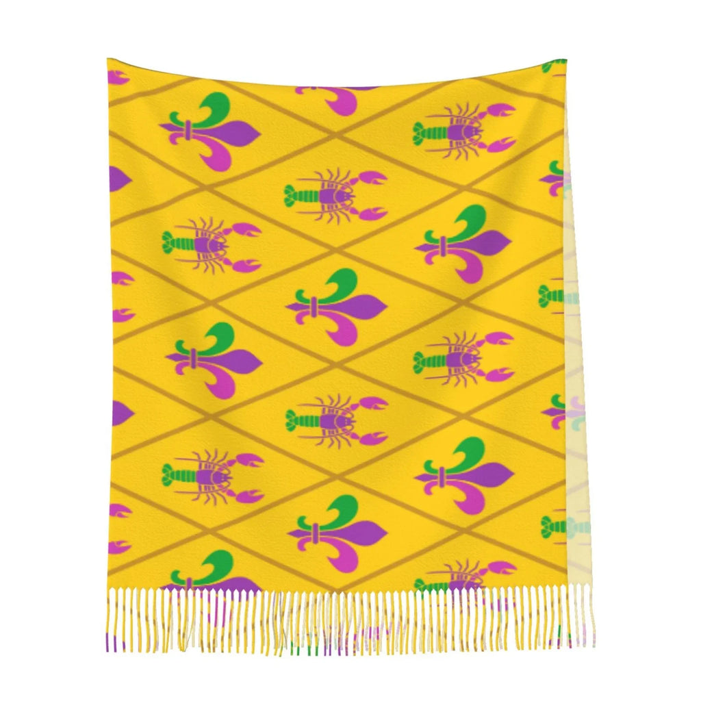 Women Fleur Gras Bingfone Crayfish Soft Mardi Cashmere and Elegant Feel Art Print Scarf Gifts- Warm lis Wrap Shawl Large Scarves Winter For de
