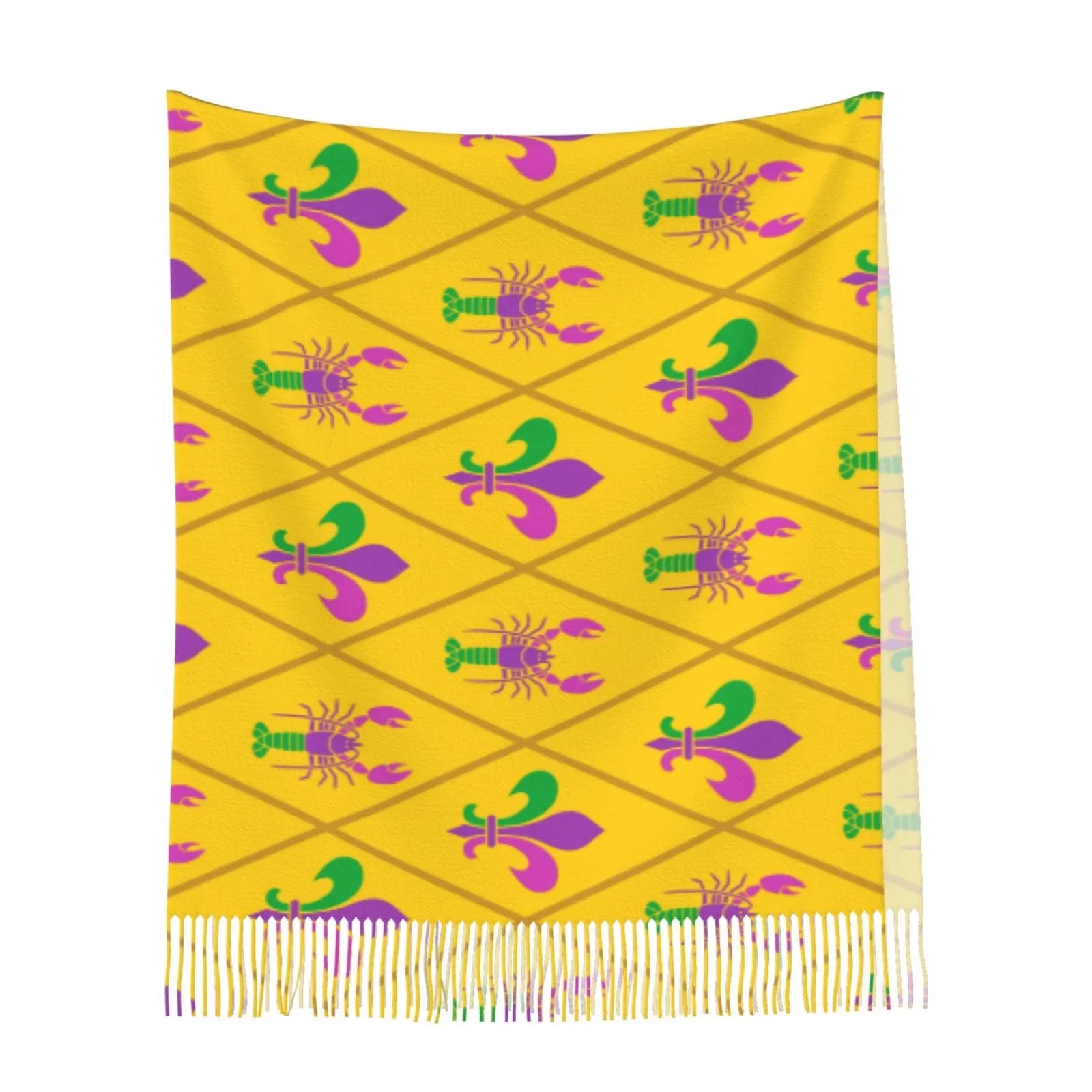 Women Fleur Gras Bingfone Crayfish Soft Mardi Cashmere and Elegant Feel Art Print Scarf Gifts- Warm lis Wrap Shawl Large Scarves Winter For de