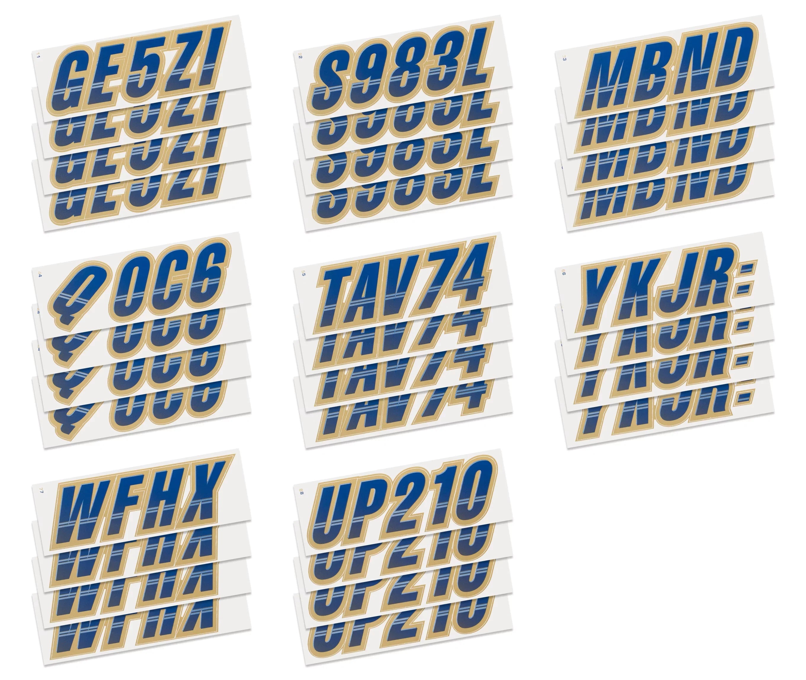 STIFFIE Custom & for Boats Personal Identification Techtron Numbers Marine Alpha-Numeric & Watercraft Kit Registration Letters Decals PWC Navy/Gold Stickers 3"