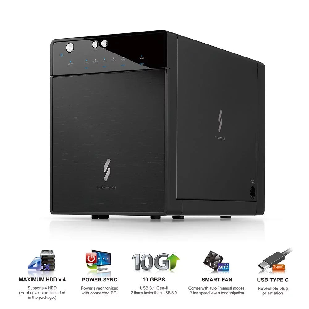 Bay (HF7-SU31C) SATA – 3.5-inch USB USB Hard / C Gen Type 2 USB-C 4 Mediasonic Drive 3.1 10Gbps Enclosure 3.1